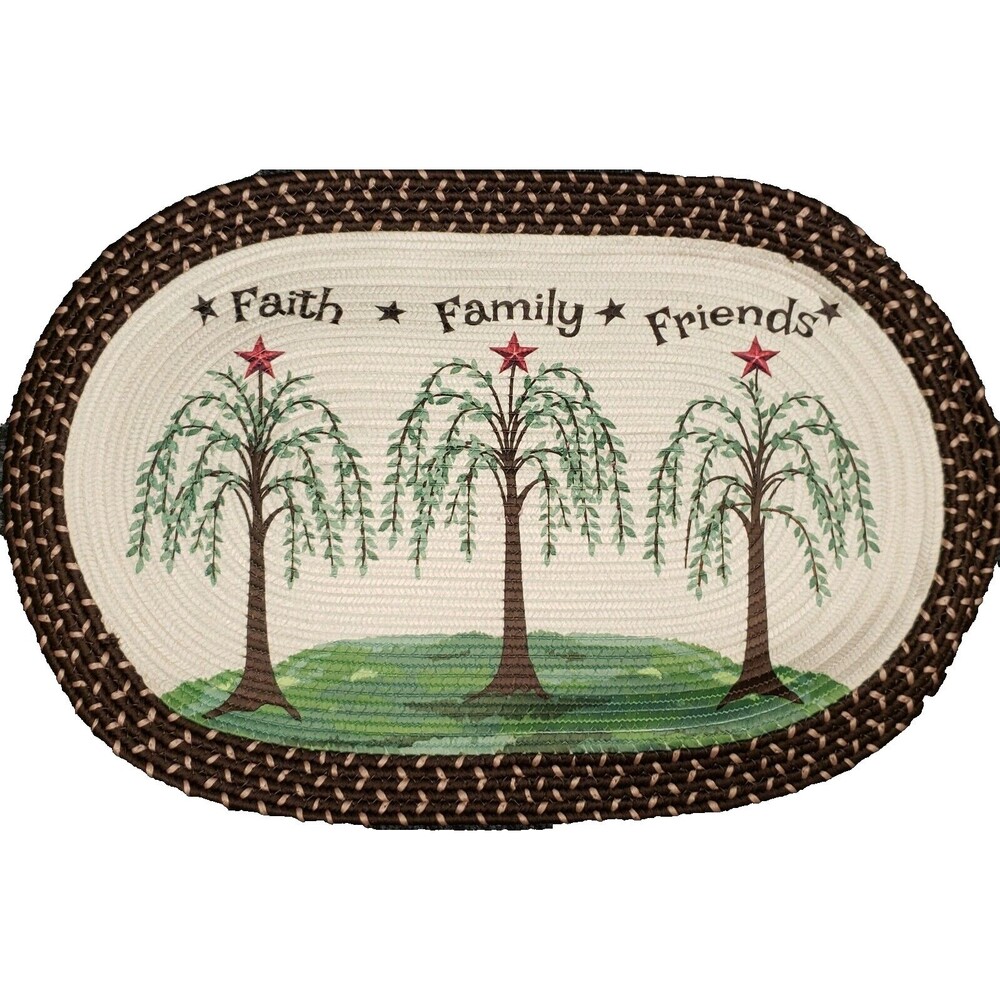 Oval Braided Kitchen Accent Rug (20"x30") 3 WILLOW TREES,FAITH FAMILY FRIENDS,CE